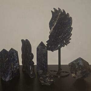 Elegant Blue Stone Sculptures Set